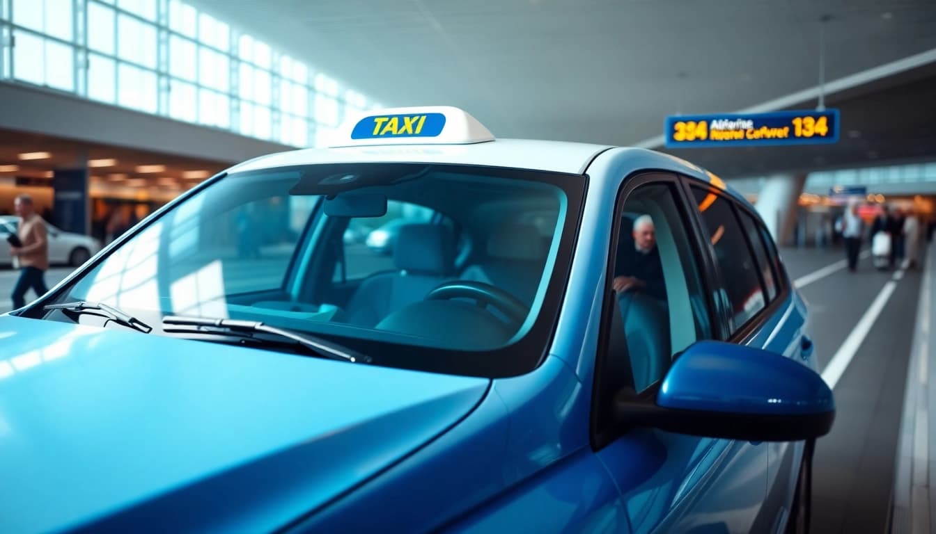 Taxi at Heathrow Airport showcasing reliability and professionalism.